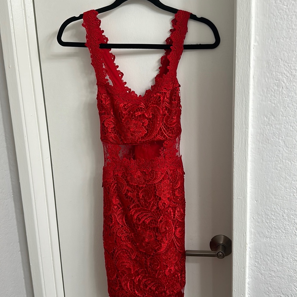 Gorgeous Venus cross back red dress
